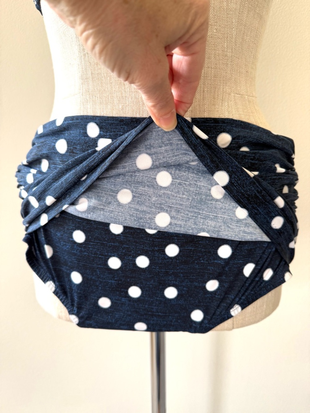 Miraclesuit Equinox Norma Jean Pinup Navy Polka Dot Retro High Waist Bikini Set - Picture 6 of 16